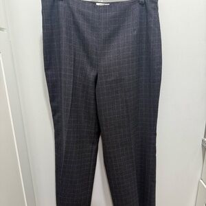 Talbots Gray Plaid Wool Lined Wide Leg Pants, Size 16 Petite, EC